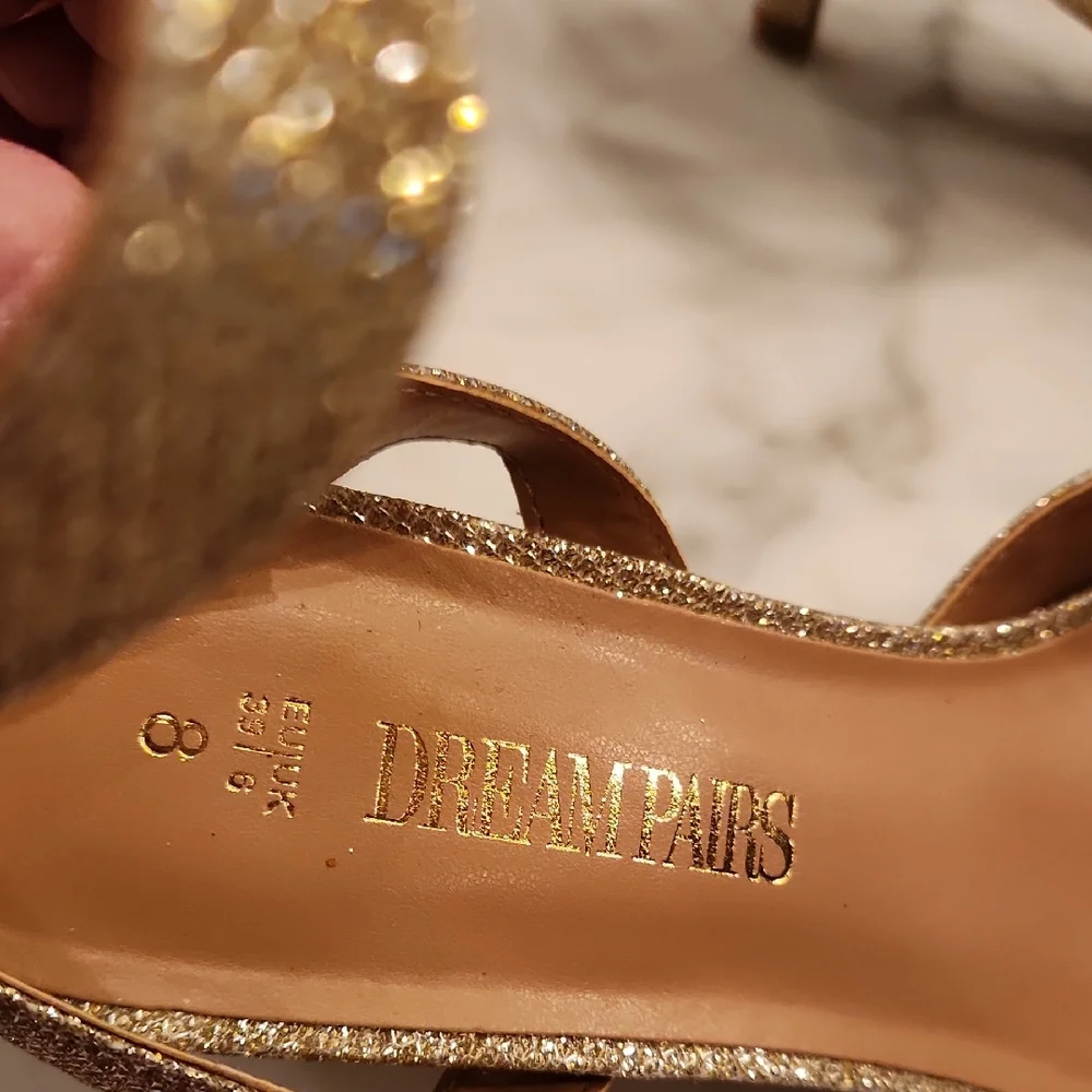 Dream Pairs Gold Glitter Ankle Strap Heels - Picture 4 of 5